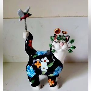 Annaco Creations, Anna Lacombe 1003 item #24810 whimsical cat with hummingbird